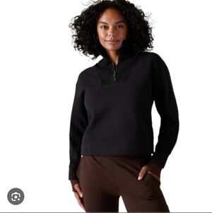 Athleta Retroplush Revive Black Quarter-Zip Pullover Size S